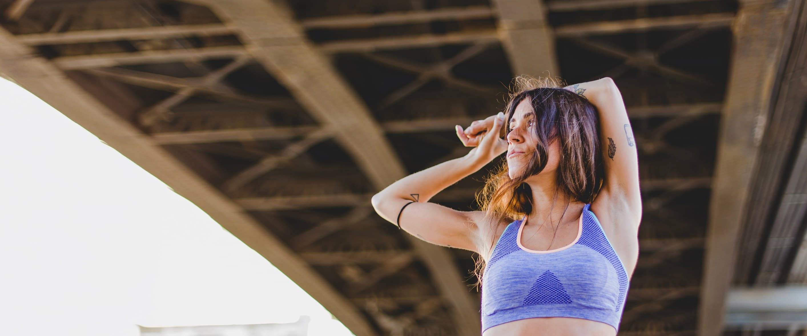 Woman stretching outdoors